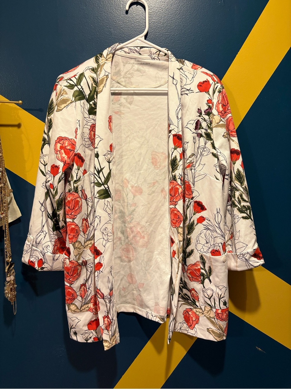 Allison Daley White & Pink Floral Blazer EUC